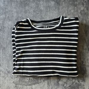 Maurices 24/7 Black And White Striped Super Soft Long Sleeve Size Medium NWOT